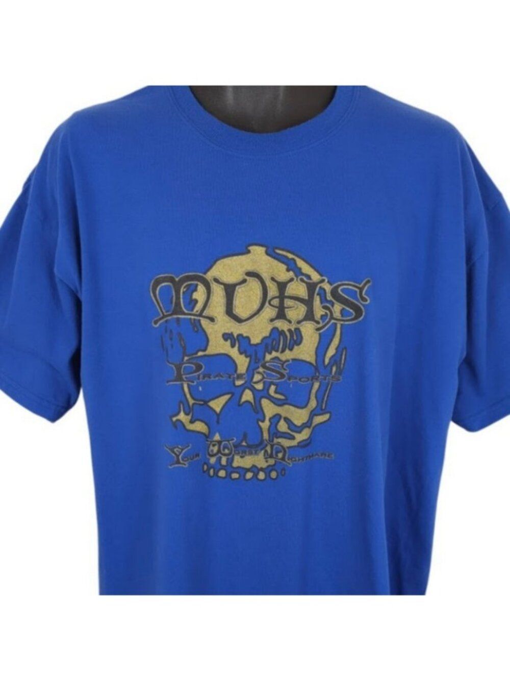 Vintage Moapa Valley Pirates T Shirt Mens Size XL Blue Y2K Las Vegas High School